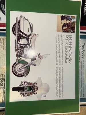Vintage 1970 Harley Davidson Electra Glide X3000 Advertisement Poster