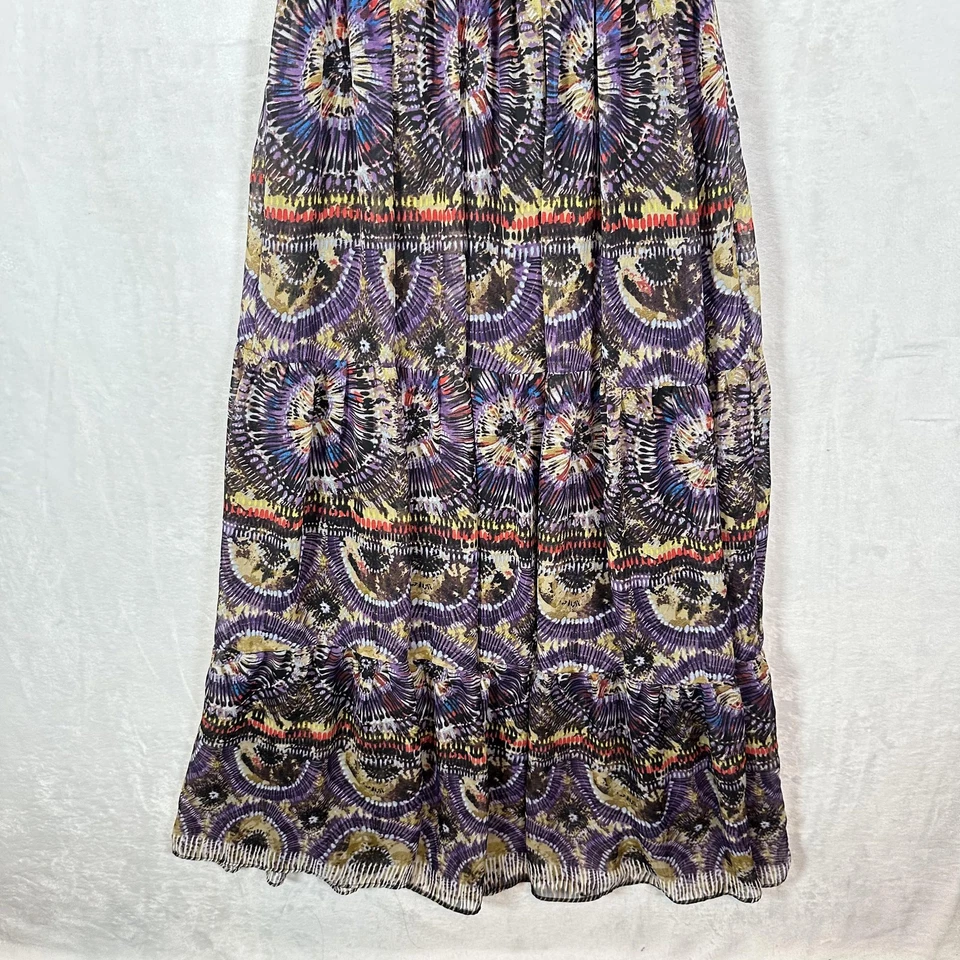 Vintage Tiana B Dress Women 4 Purple Pleated Smocked Babydoll Kaleidoscope Print - Image 4 of 4