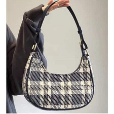 Designer women's bag summer, fashionable versatile plaid hobo bag small, crescen