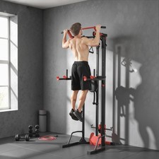 Multi-Function Power Tower with Lat Pull Down Machine, Pull Up Bar, Dip Station