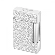 S.T. Dupont Initial Guilloche Silver Double Flame Lighter 020844