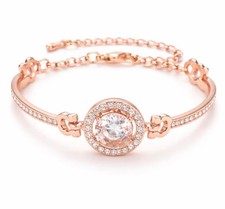 Rose Gold CZ Crystal Tennis Bracelet Elegant Women Jewelry