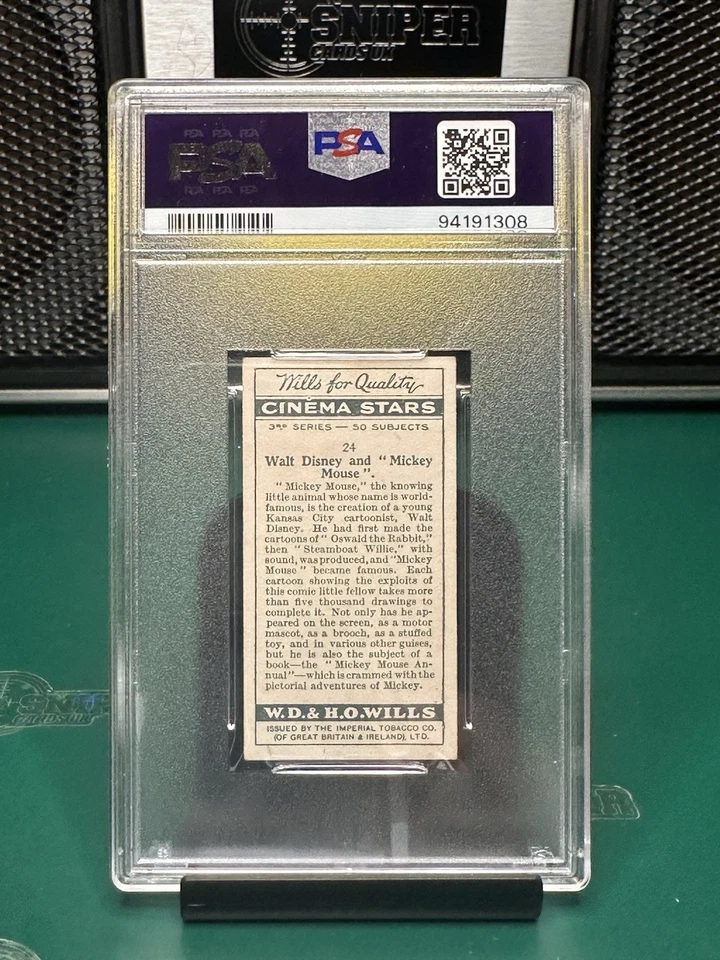 1931 Wills Cinema Stars #24 WALT DISNEY & MICKEY MOUSE!! - PSA 4 - Image 4 of 4