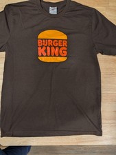 Burger King Crew T-Shirt Medium LARGE Logo Employee Uniform Whopper BK