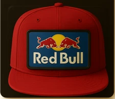 Red Bull Hat, Removable Metal Patch, Snapback