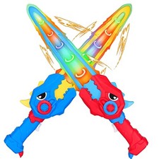 2 Pack Toy Swords for Kids 19.5 Inches, Plastic Light Up Sword with Led Light...