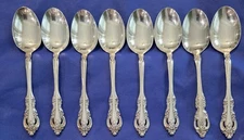 SET OF 8 ONEIDA COMMUNITY SILVER ARTISTRY SILVERPLATE 7" OVAL SOUP/PLACE SPOONS