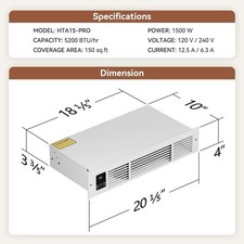 1500W Electric Kickspace Plinth Heater with B...
