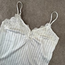 Abercrombie Fitch Camisole Tank Top Womens Small White Striped Spaghetti Strap