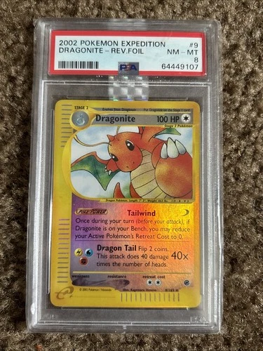 Pokémon Dragonite Expedition 009/165 Reverse Holo PSA 8