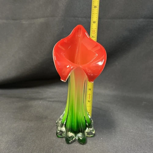 Murano Jack In The Pulpit Calla Lily Vase 7.5” Tall