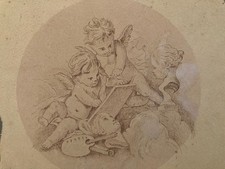 Drawing Disegno Inchiostro Circa 1920 Angelo Putti Angioletto Pittura Antico D