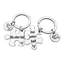 Otter Gifts Couple Puzzle Keychain Set His Otter Half Her Otter Half Keyring