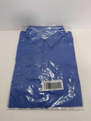 Denim & Co Essentials Stretch Woven Shirt, Size L french blue Style A91778