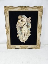 Antique Pair Lovers Figural Porcelain Bisque Figurine Wall Plaques Ornate Frame