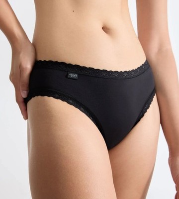 Sloggi Damen 24/7 Cotton Lace Hipster Slips schwarz Spitze| 3er oder 6er Pack
