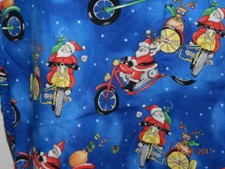 Peaches Uniforms Women's Scrub Top S 64794 Christmas Santa Reindeer motorcyle