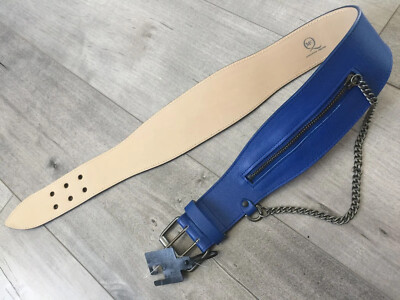 NEW! 100% AUTH Alexander McQueen blue zip/chain belt size L 