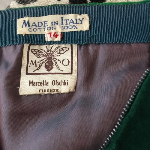 VTG Italian Velvet Green Turquoise Print Floral Maxi Skirt Wst 28 - Picture 12 of 12