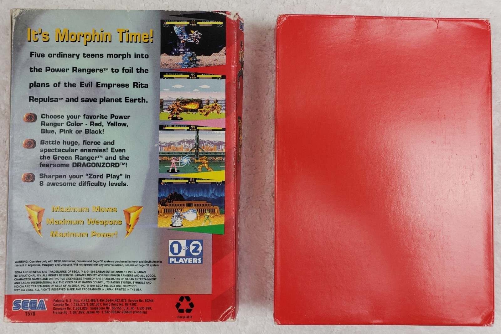 Mighty Morphin Power Rangers (Sega Genesis, 1994) COMPLETE 10086015706