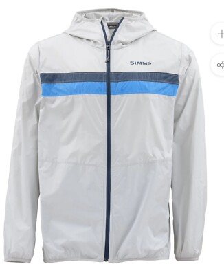 Simms Fishing Fast Cast Windshell Jacket Mens Large Sterling Grey - NEW W Tags