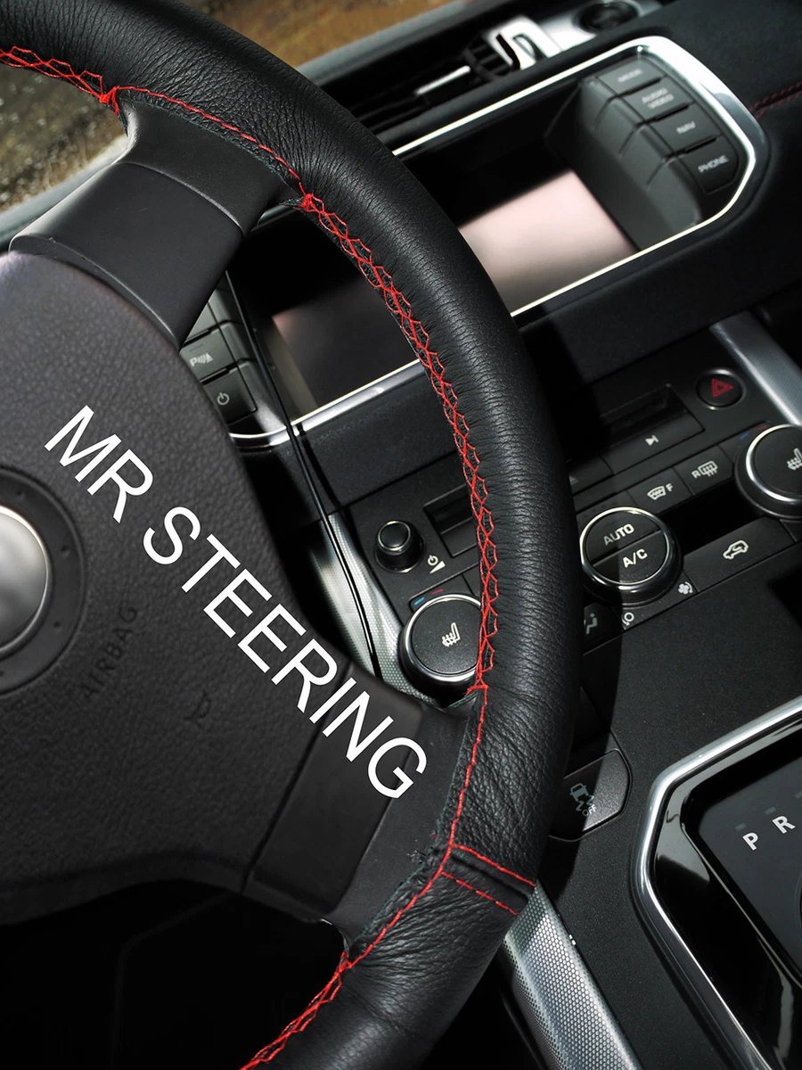 FOR NISSAN QASHQAI MK1 06 12 TRUE LEATHER STEERING WHEEL COVER RED DOUBLE STITCH