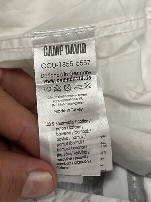 Chemise Camp David homme grande boutonnée blanche brodée yacht manches courtes N