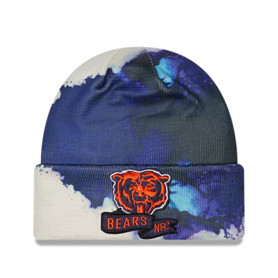 Chicago Bears Hat Cuffed Knit Sideline Ink Tie Dye New Era Navy Blue ...