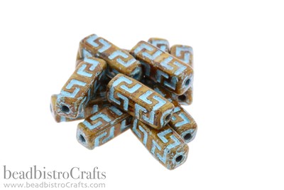 Rune Stone Czech Beads - 12pcs Pressed Czech Glass Bead - Opaque Beige