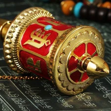 Buddhism Supplies Tibetan Temple Lection Six-character Mantra Alloy Prayer Wheel