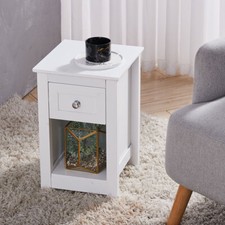 Telephone Table With Drawer Side Living Room Slim 45cm Tall Bedside Hallway Grey