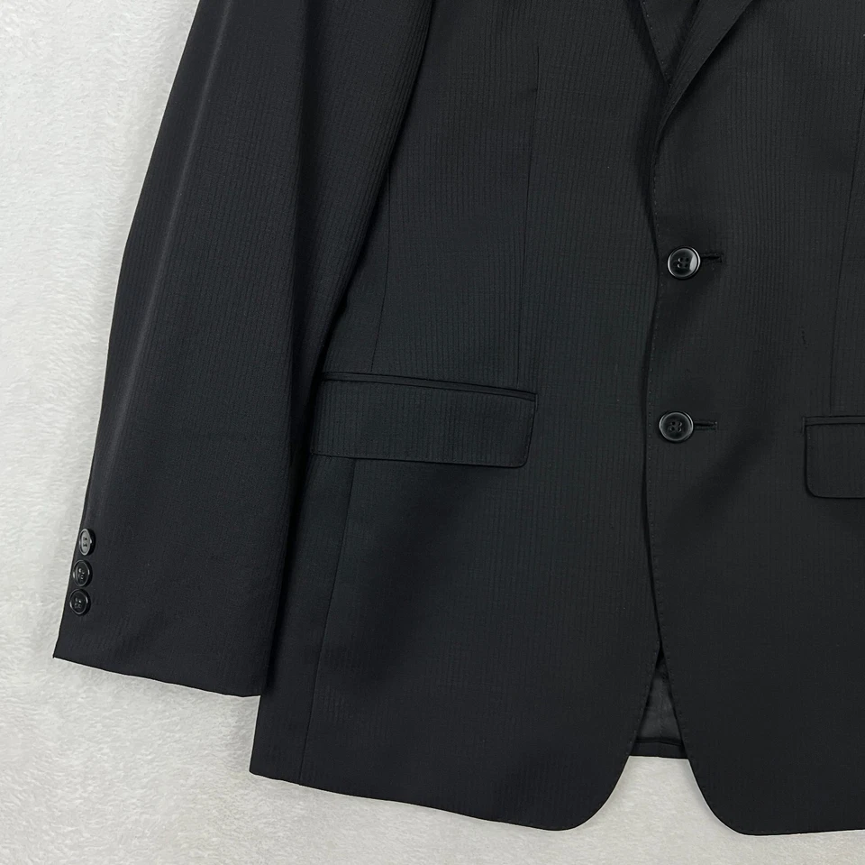 Calvin Klein Traje Chaqueta Blazer Hombre 36S Corto Negro Rayas Lana Abrigo Foto 3 de 4