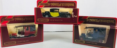 Set of 3 - MATCHBOX Models of Yesteryear - 1927 Bugatti and Two 1907 Unic Taxi