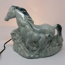 MID CENTURY MODERN RUNNING MARE & COLT TV LAMP 1950's PHIL MAR POTTERY CALIF