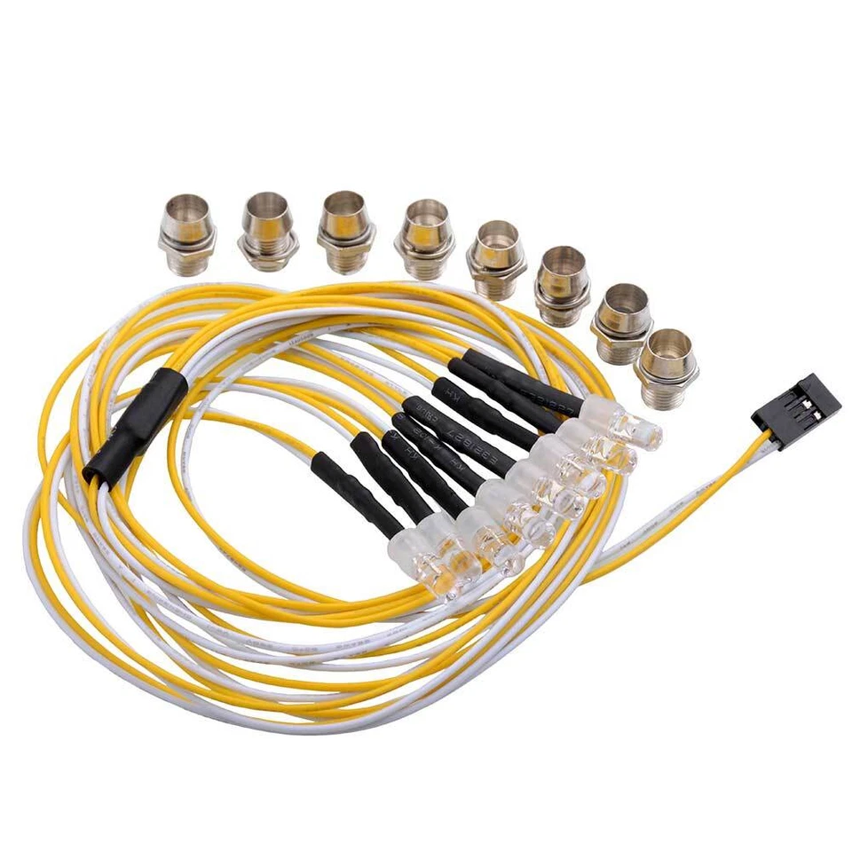 1/10 1/8 RC Coche Luz LED 5mm Faros Faros 4LED Futaba Plug Line 70cm Foto 2 de 4