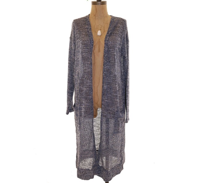 Gibson Nordstrom Long Cardigan Sweater Top Size L Two Pocket Knit Blue EUC B63 | eBay