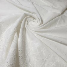 White 100% Cotton Broderie Anglaise Hole Border Dress Craft Quilting Fabric 44"