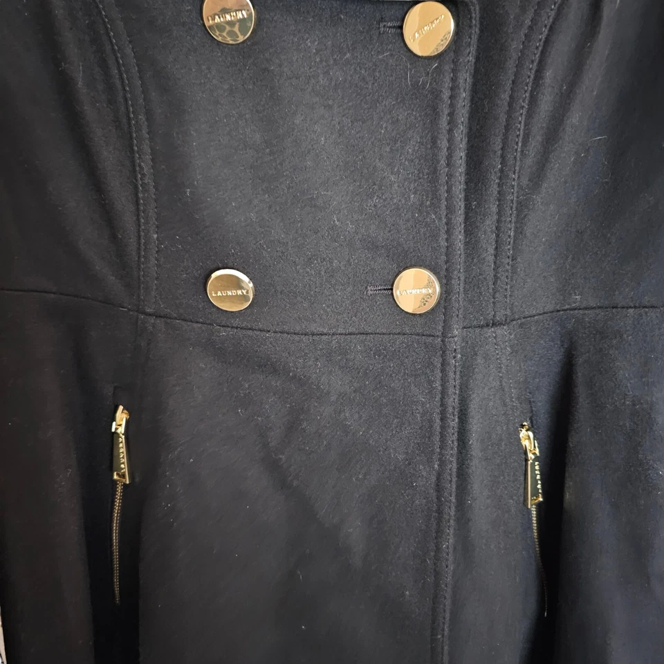 Laundry Shelli Segal Black Women M Double-Breasted Wool Blend Skirted Coat Tags - Image 4 of 4