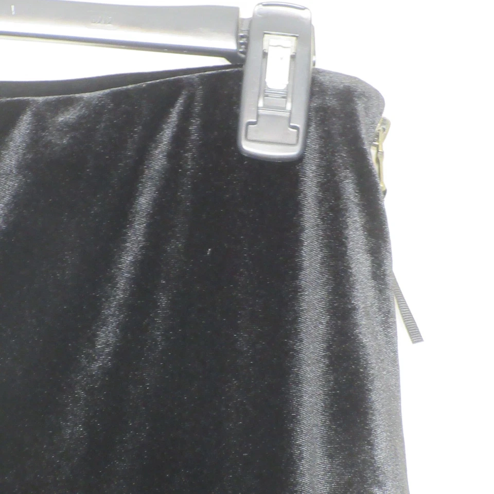 Ecote 女式黑色天鹅绒高腰 A 字弹力迷你裙 L B56 — 第 4/4 张图片