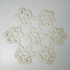 R952 ANTICO PIZZO MERLETTO CENTRINO CENTROTAVOLA IN TESSUTO BIANCO VINTAGE 18 cm