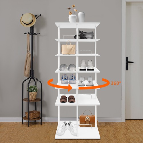 6-Tier Shoe Storage Rack 360�� Rotating Shoes Shelf Organizer Shoe Display Rack