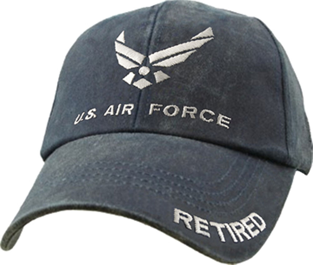 U.S. Air Force Retired Hat / USAF Insignia Baseball Washed Navy Blue