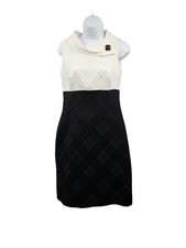 TAHARI BY ARTHUR LEVINE WOMENS SIZE 6 SLEEVELESS BLACK AND WHITE SHEATH DRESS 