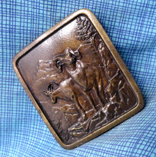 Bighorn Sheep Rams Dress Belt Buckle Western Sportsman Cowboy Vtg 70s IMC.GMP065
