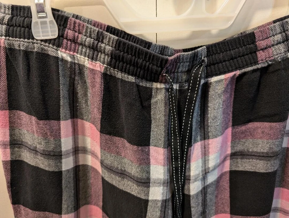 WOMEN'S FADED GLORY PINK CHECK PAJAMA LOUNGE PANTS Sz L - Image 2 of 4