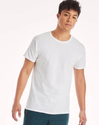 Hanes Men's White Crewneck T-Shirt 6-Pack Undershirt Tee TAGLESS FreshIQ Comfort image 8