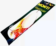 MONTI Silver Salmon Spinner Fishing Lure with Orange & Yellow Skirt -MADE IN USA