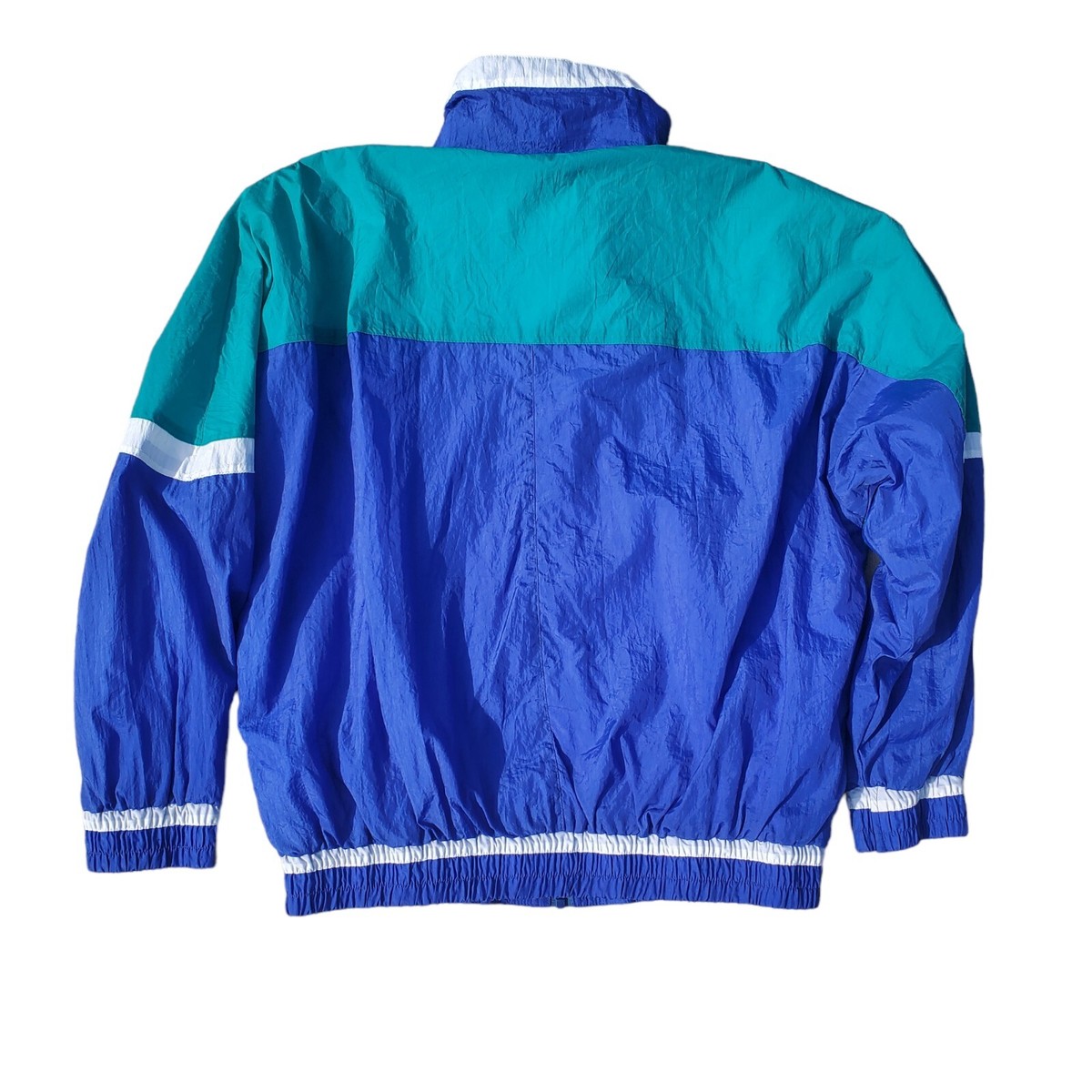 Vintage 80s Nylon Track Suit Jacket Pants Set Shoulder Pads