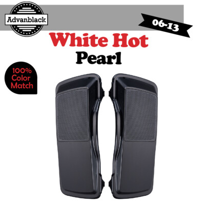 White Hot Pearl 6x9 Saddlebag Speaker Lids For 2006-2013 Harley