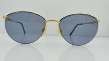 Vintage Tura 758 Gold Blue Oval Half Rim Japan Sunglasses FRAMES ONLY